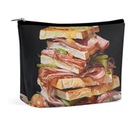 Trousse de Maquillage de Voyage en Cuir PU pour Femme, Motif Jambon grillé, Organiseur de Poche pour cosmétiques, Sac à Main Portable avec Fermeture