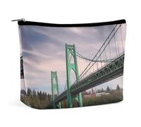 Trousse de Maquillage de Voyage en Cuir PU St Johns Bridge pour Femmes, Pochette de Rangement Portable avec Fermeture éclair