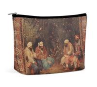 Trousse de Maquillage de Voyage en Cuir PU Style orientaliste Antique pour Femme, Trousse de Maquillage de Poche, Sac à Main Portable avec Fermeture