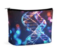 Trousse de maquillage de voyage en cuir synthétique DNA Genetic Helix avec fermeture éclair - Grande trousse de toilette pour femme - Étanche et portable - Trousse de maquillage mignonne à fermeture