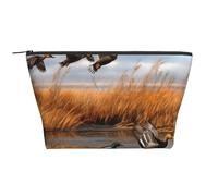 Trousse de maquillage de voyage en forme de canard sauvage 2 avec impression trapézoïdale pour femme et fille Grande capacité, Noir , Taille unique, Trousse de maquillage