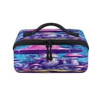 Trousse de maquillage de voyage en forme de champignon de rêve - Poche étanche et ouverte - Trousse de toilette plate ouverte - Organiseur de voyage pour femme et homme