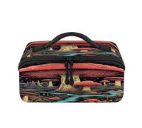 Trousse de maquillage de voyage en forme de champignon rêveur - Portable et étanche - Trousse de toilette plate ouverte - Pour homme et femme