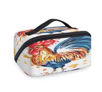 Trousse de maquillage de voyage en forme de coq pour femmes, hommes, filles, garçons, trousse de toilette portable sur le thème du coq