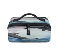 Trousse de maquillage de voyage en forme de requin d'eau 3D - Portable - Étanche - Ouverte et plate - Pour homme et femme