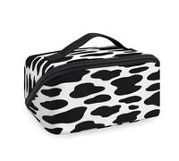 Trousse de maquillage de voyage en forme de vache pour femmes, hommes, filles, garçons, trousse de toilette portable en forme de vache blanche et noire, organiseur d'articles de toilette cosmétiques