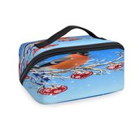 Trousse de maquillage de voyage en forme d'oiseau d'hiver pour femmes, hommes, filles, garçons, trousse de toilette portable, trousse de toilette, trousse de douche