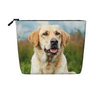 Trousse de maquillage de voyage en imitation lin avec imprimé chien labrador mignon étanche pour femme, Noir , Taille unique, Trousse de maquillage