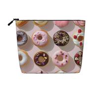 Trousse de maquillage de voyage en imitation lin étanche pour femme Motif cupcakes beignets muffins sucre, Noir , Taille unique, Trousse de maquillage