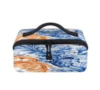 Trousse de maquillage de voyage en plumes 3D - Portable et étanche - Trousse de toilette plate ouverte - Pour homme et femme