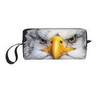 Trousse de maquillage de voyage en textile africain avec imprimé patchwork - Pochette de maquillage portable simple à fermeture éclair pour femme, Tête d'aigle blanche, One Size, Trousse de maquillage