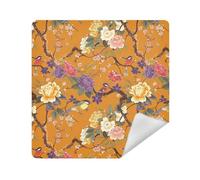 Trousse de maquillage de voyage en tissu de protection pour bijoux 35 x 35 cm, Fleurs et oiseaux orangers, 13.8x13.8in
