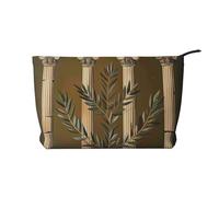 Trousse de maquillage de voyage en velours côtelé avec branche d'olivier romaine et imprimé grec, trousse de toilette pour femmes, mamans, filles, Construction antique avec branche d'olivier romaine