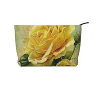 Trousse de maquillage de voyage en velours côtelé avec branche d'olivier romaine et imprimé grec, trousse de toilette pour femmes, mamans, filles, Rose jaune., Taille unique, Trousse de toilette
