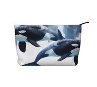 Trousse de maquillage de voyage en velours côtelé avec imprimé ours polaire pour femmes, mamans, filles, Orca Killer Whale., Taille unique, Trousse de toilette
