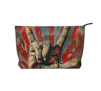 Trousse de maquillage de voyage en velours côtelé imprimé léopard rugueux pour femmes, mamans, filles, Rock and Roll, Taille unique, Trousse de toilette