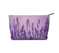 Trousse de maquillage de voyage en velours côtelé imprimé léopard rugueux pour femmes, mamans, filles, Lavande violette romantique, Taille unique, Trousse de toilette