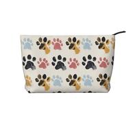 Trousse de maquillage de voyage en velours côtelé imprimé patte de chien pour femmes, mamans, filles, Motif pattes de chien., Taille unique, Trousse de toilette