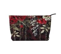 Trousse de maquillage de voyage en velours côtelé imprimé tournesol pour femmes, mamans, filles, Rose rouge., Taille unique, Trousse de toilette