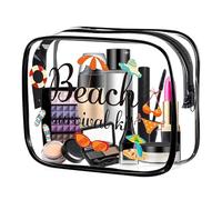 Trousse de maquillage de voyage - Étanche à la poussière - Organiseur transparent de maquillage - Pour salle de bain, plage, piscine, hôtel, dortoir, vacances en plein air, camping, hommes