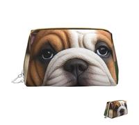 Trousse de maquillage de voyage étanche - Pochette de toilette portable à large ouverture - Motif dinosaure - Grande capacité - Pochette de toilette à fermeture éclair pour femme, Chiot bouledogue,