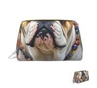 Trousse de maquillage de voyage étanche - Pochette de toilette portable à large ouverture - Motif oiseaux - Grande capacité - Poche à fermeture éclair - Trousse de toilette pour femme, Bulldog