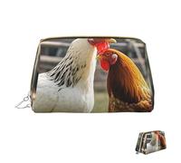 Trousse de maquillage de voyage étanche - Pochette de toilette portable à large ouverture pour poules et ferme - Grande capacité - Pochette de toilette à fermeture éclair pour femme, Poules et ferme,