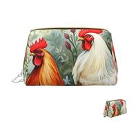 Trousse de maquillage de voyage étanche, pochette de toilette portable, grande ouverture, tête de mort, rose rouge, grande capacité, pochette à fermeture éclair, trousse de toilette pour femme, Coq,