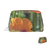 Trousse de maquillage de voyage étanche - Pochette de toilette portable large ouverte - Bonhomme de neige sur la plage - Grande capacité - Pochette de toilette à fermeture éclair pour femme, Fleurs de