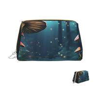 Trousse de maquillage de voyage étanche, pochette de toilette portable large ouverte, camouflage vert, marron, grande capacité, pochette à fermeture éclair, trousse de toilette pour femme, Champignon