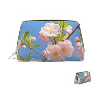 Trousse de maquillage de voyage étanche, pochette de toilette portable large ouverte, motif bonhomme de neige, grande capacité, trousse de toilette pour femme, Fleurs de cerisier japonaises, Taille