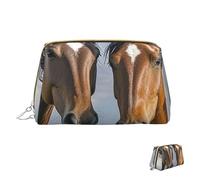 Trousse de maquillage de voyage étanche, pochette de toilette portable large ouverte, motif bonhomme de neige, grande capacité, trousse de toilette pour femme, Chevaux amoureux, Taille unique