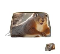 Trousse de maquillage de voyage étanche, pochette de toilette portable large ouverte, motif bonhomme de neige, grande capacité, pochette à fermeture éclair, trousse de toilette pour femme, Écureuil