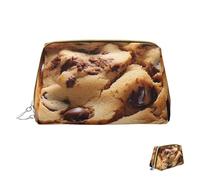 Trousse de maquillage de voyage étanche, pochette de toilette portable large ouverte, motif feuilles d'automne, grande capacité, pochette à fermeture éclair, trousse de toilette pour femme, Cookie au