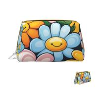 Trousse de maquillage de voyage étanche, pochette de toilette portable large ouverte, motif feuilles d'automne, grande capacité, pochette à fermeture éclair, trousse de toilette pour femme, Fleurs