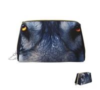 Trousse de maquillage de voyage étanche, pochette de toilette portable large ouverte, yeux de loup, grande capacité, pochette à fermeture éclair, trousse de toilette pour femme, Yeux loup, Taille