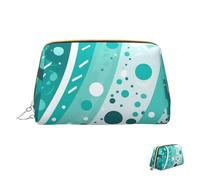 Trousse de maquillage de voyage étanche, pochette de toilette portable large ouverte, yeux de loup, grande capacité, pochette à fermeture éclair, trousse de toilette pour femme, Cercle turquoise et