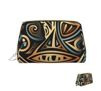 Trousse de maquillage de voyage étanche, pochette de toilette portable large ouverte, yeux de loup, grande capacité, pochette à fermeture éclair, trousse de toilette pour femme, Tribal abstrait,
