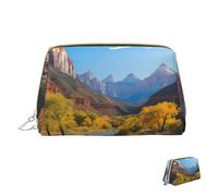 Trousse de maquillage de voyage étanche, pochette de toilette portable large ouverte, Zion National Park, organisateur de maquillage, grande capacité, pochette à fermeture éclair, trousse de toilette