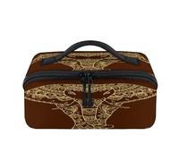 Trousse de maquillage de voyage ethnique mandala éléphant d'Afrique portable pochette étanche ouverte plate trousses de toilette cosmétiques organisateur de voyage pour femmes et hommes