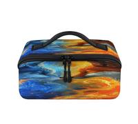 Trousse de maquillage de voyage Fire Wolf Fox - Portable et étanche - Trousse de toilette plate ouverte - Pour homme et femme