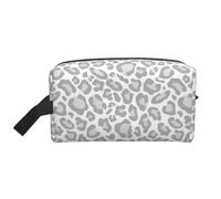 Trousse de Maquillage de Voyage Grande capacité à imprimé léopard Gris et Blanc pour Femme