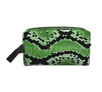 Trousse de Maquillage de Voyage Grande capacité à imprimé Peau de Serpent Vert pour Femme