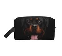 Trousse de Maquillage de Voyage Grande capacité avec imprimé Portrait de Chien Rottweiler pour Femme