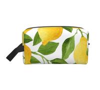 Trousse de Maquillage de Voyage Grande capacité avec Motif Citrons Aquarelle Jaune Vif pour Femme