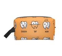 Trousse de Maquillage de Voyage Grande capacité avec Motif de Dents de Dessin animé Mignon pour Femme