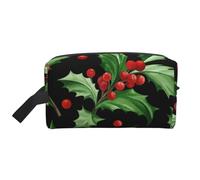 Trousse de Maquillage de Voyage Grande capacité avec Motif Joyeux Noël et Houx pour Femme