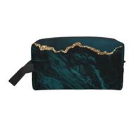 Trousse de Maquillage de Voyage Grande capacité en marbre émeraude Bleu Sarcelle et Paysage
