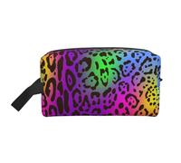 Trousse de Maquillage de Voyage Grande capacité en Peau de Jaguar Arc-en-Ciel pour Femme