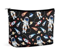 Trousse de Maquillage de Voyage, Grande capacité, étanche, Motif fusée, Astronaute, planète Spatiale, Sac de Rangement pour Accessoires personnalisés, Sac fourre-Tout au Design esthétique pour Femme